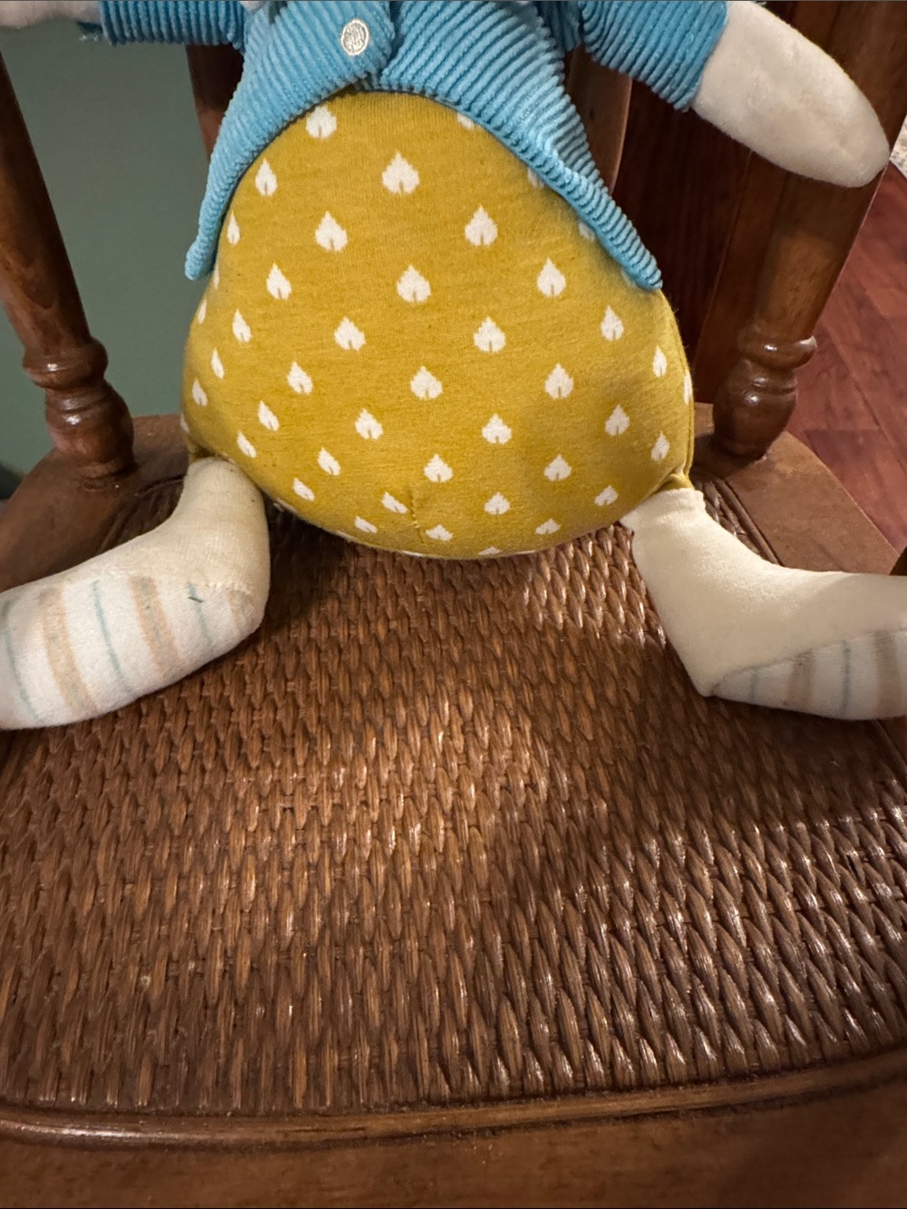 Jellycat Large Lewis Rabbit plush toy in a blue jacket and yellow trousers - Picture 2 of 4
